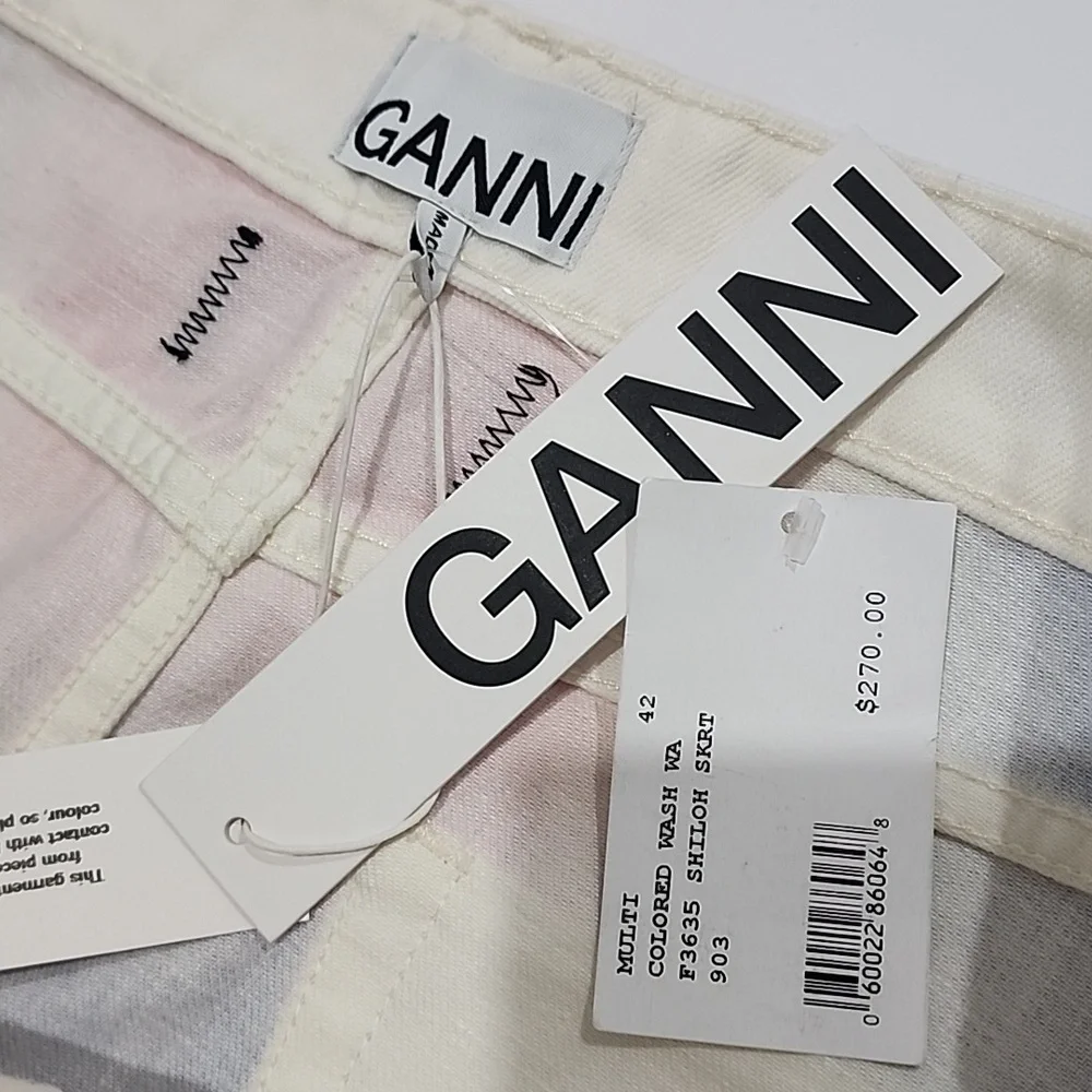 Ganni Multicolored Wash Shiloh Denim Skirt (SZ 42) - Picture 9 of 14